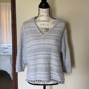 Madewell poncho style with hoodie and tassels
